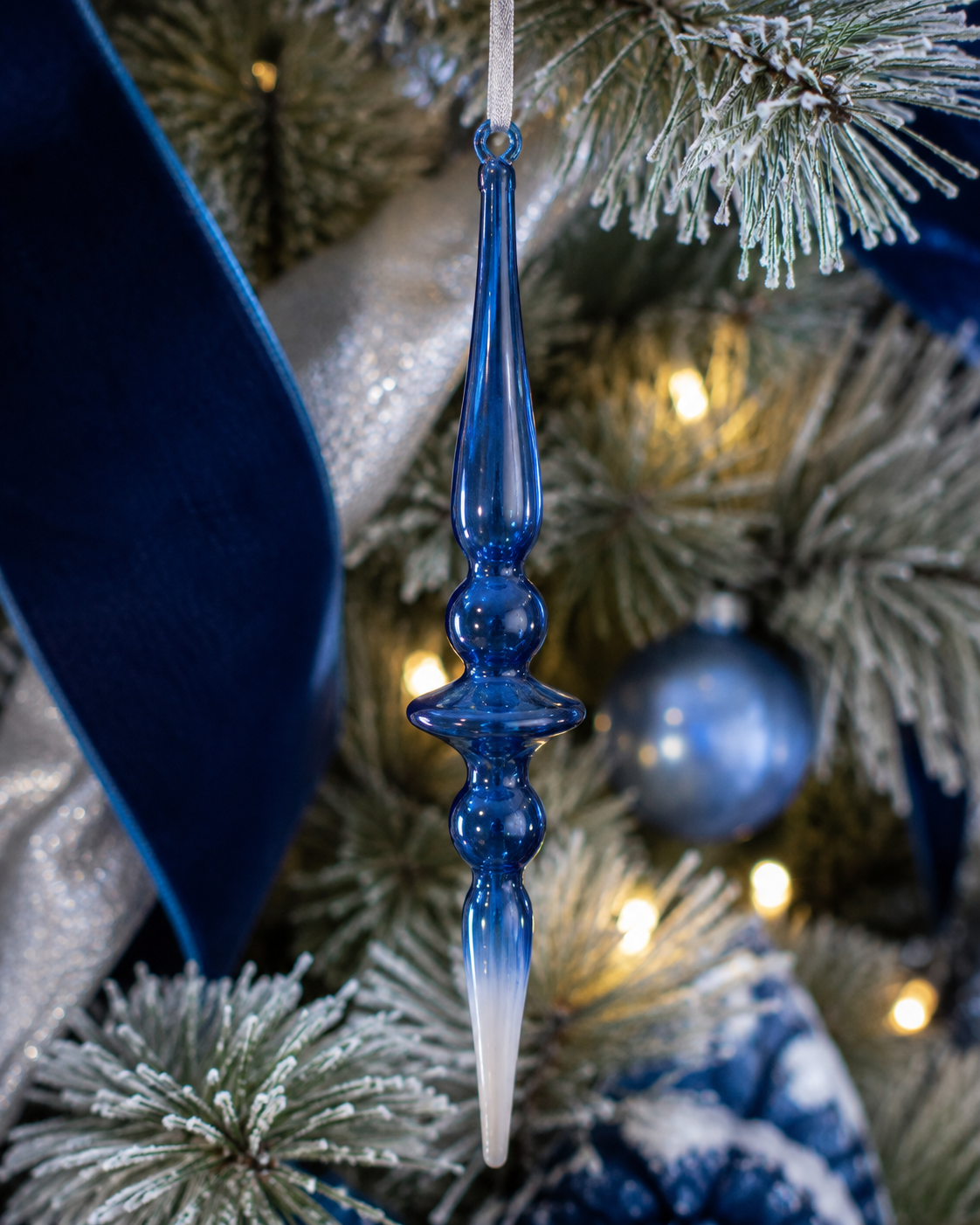 Ombre Blue Glass Finial Ornament (2-Styles)