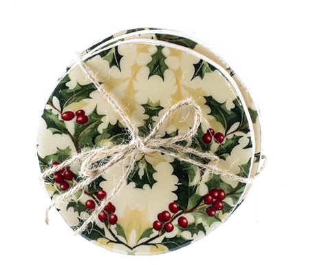 Set of 4 Holly Berry Coasters