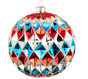 4.5" Red & Blue Harlequin Ball Ornament