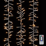 10' Clear Wire Cluster Mantel 300 White Lights with Remote