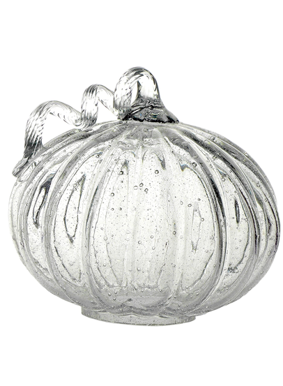 Clear Glass Bubble Finish Pumpkin (2-Sizes)