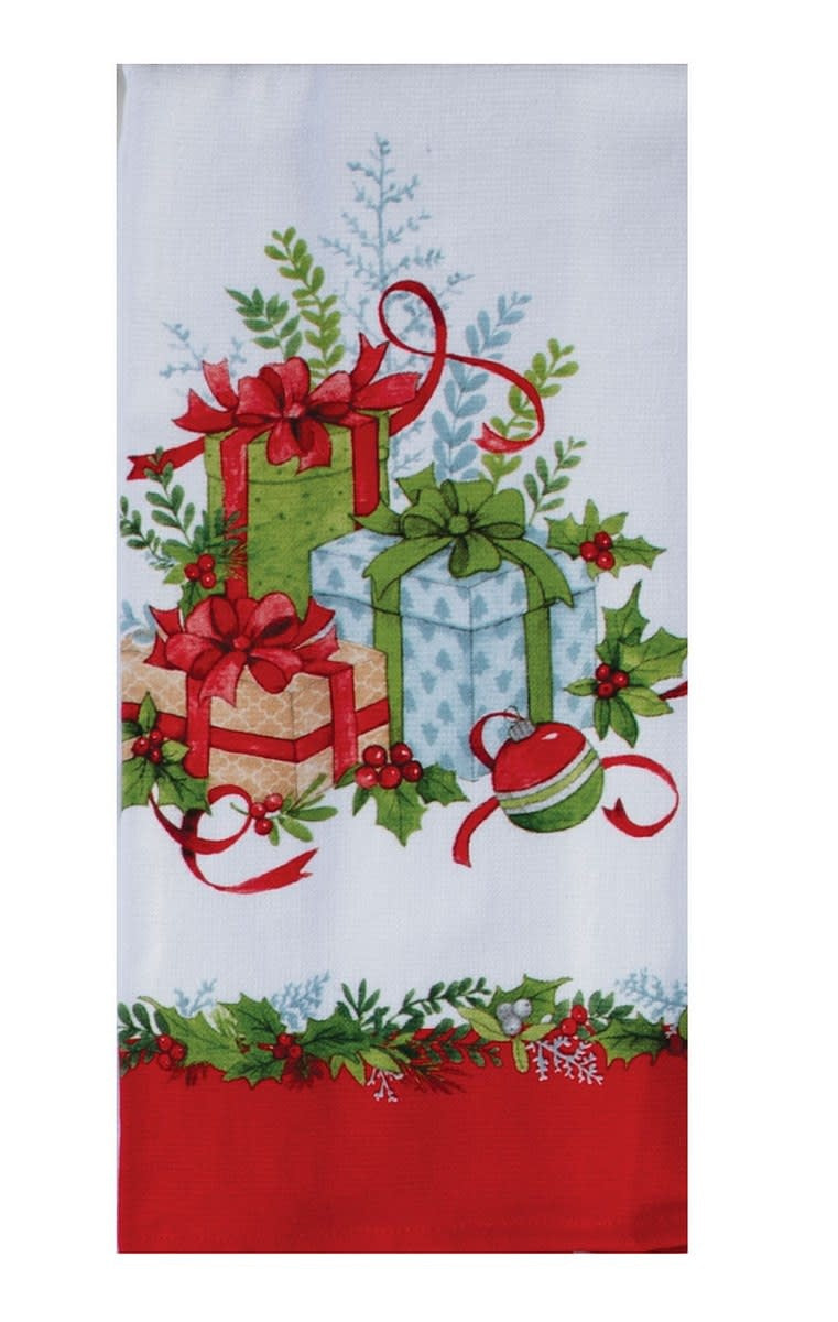 Christmas Morning Gifts & Greenery Towel