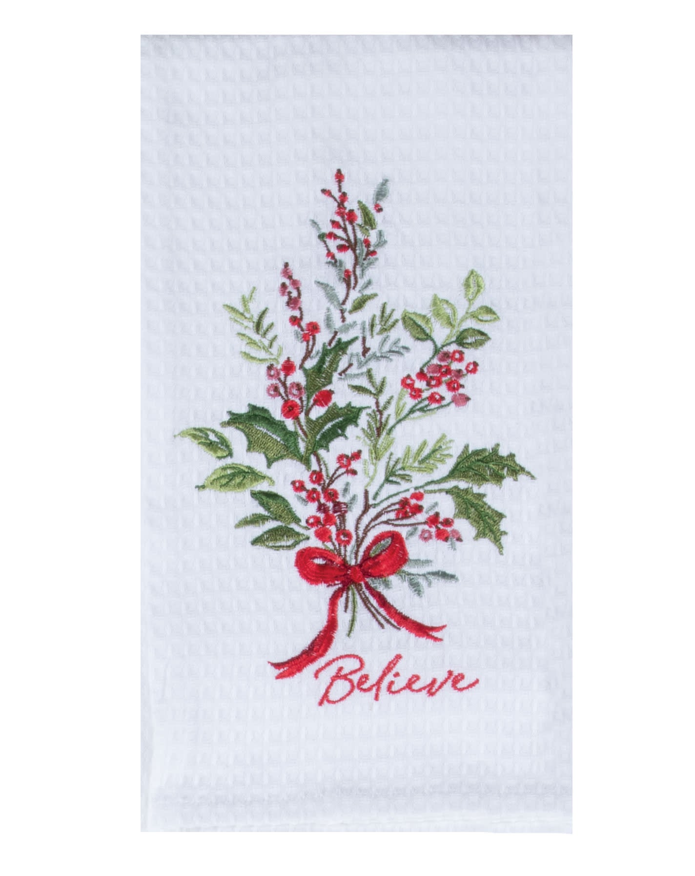 Embroidered Believe Holly Bouquet Towel