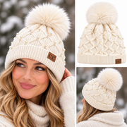 Pearl Crochet Pom Pom Beanie