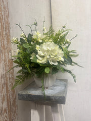 Custom Hydrangea & Rose Myrtle in Ribbed Container
