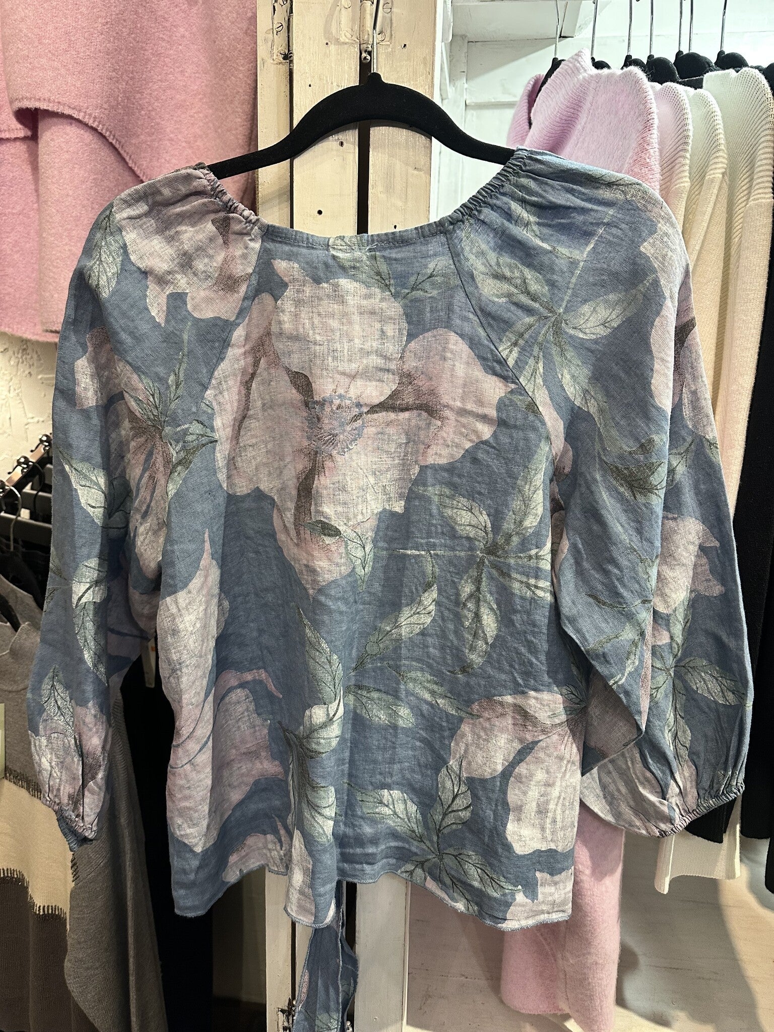 Linen Floral Tie Front Top By: Tempo Paris (2-Colors)