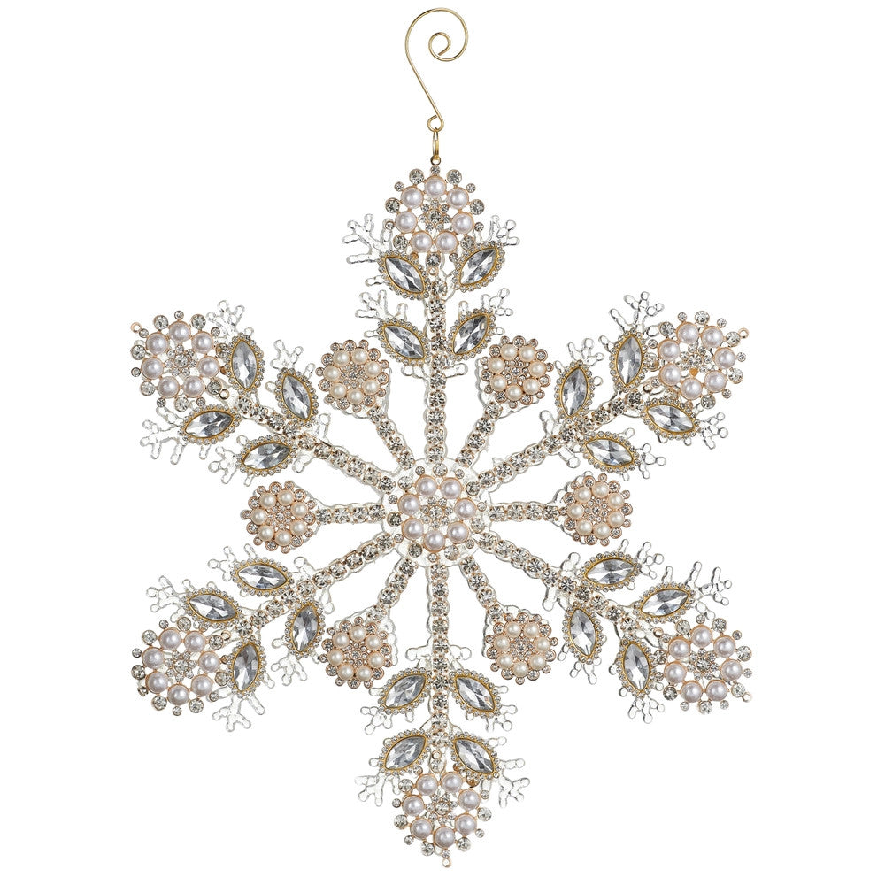 10.5" Pearl & Jeweled Snowflake Ornament