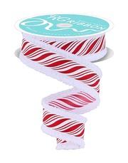 1.5" x 10 Yds Peppermint Snow Edged Wired Ribbon