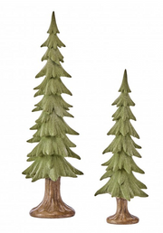 Set of 2 Flocked Green Trees