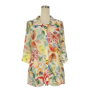 Floral Back Button Blouse (4 Sizes)