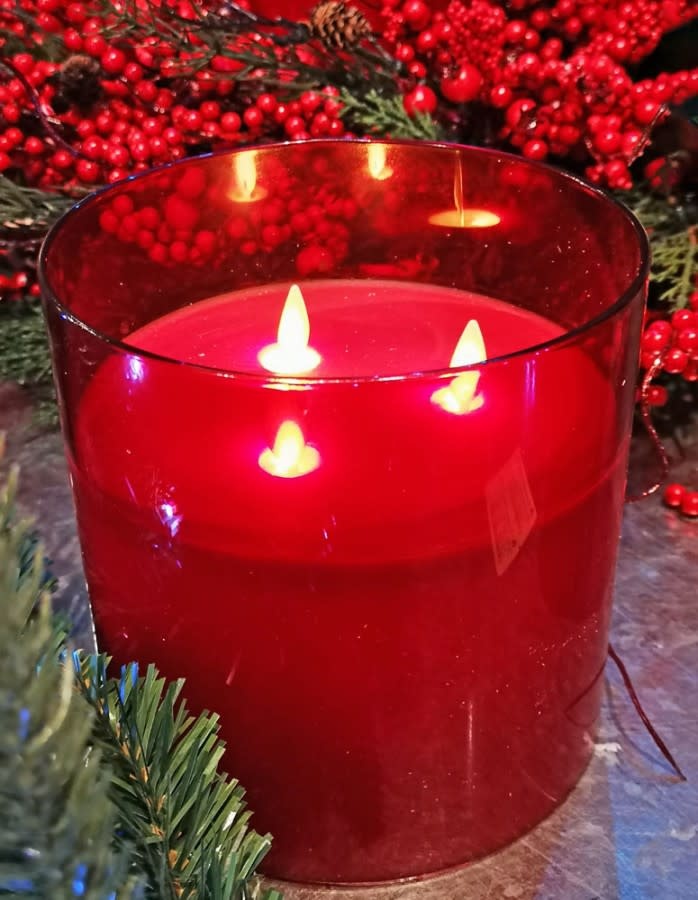 Battery Operated 3 Wick Red Candle (2-Sizes)