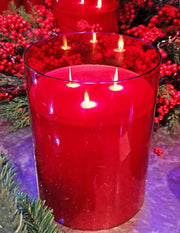 Battery Operated 3 Wick Red Candle (2-Sizes)