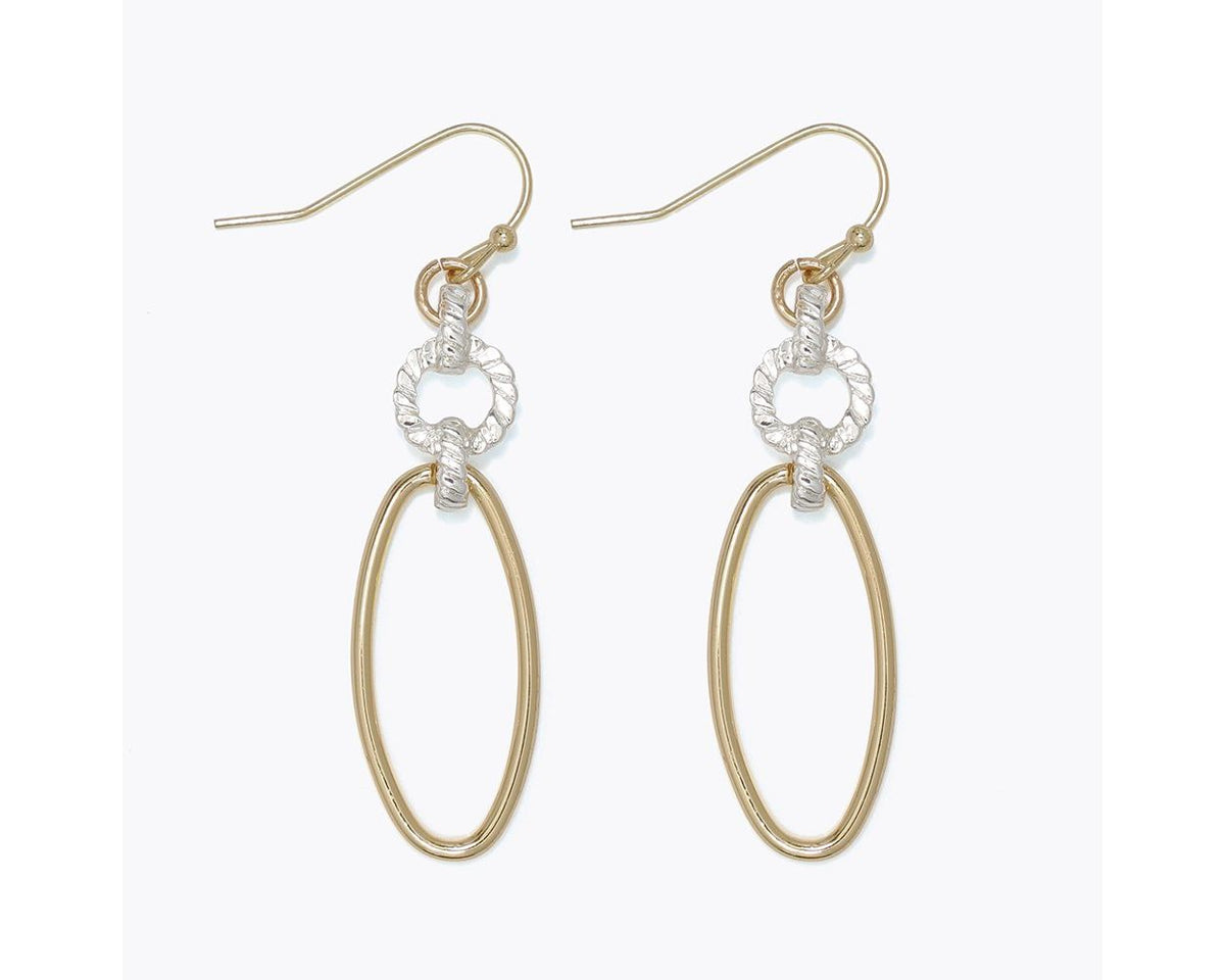 Textured Two Tone Drop Earrings
