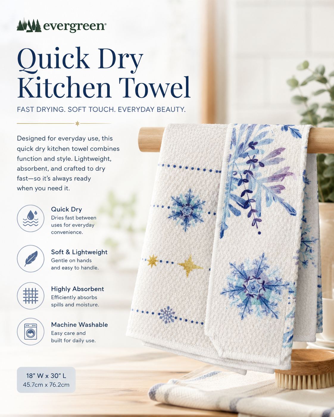 Holiday Two-Sided Quick Dry Kitchen Towel (4-Styles)