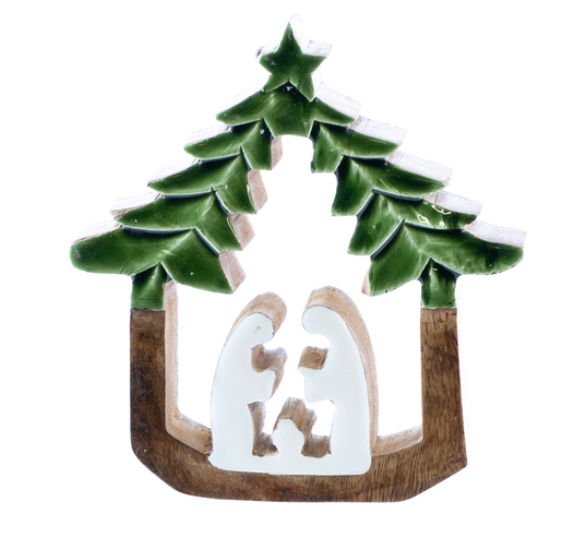 Wooden Enamel Tree Nativity
