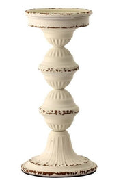 Antiqued White Vintage Metal Candle Stick (2-Sizes)