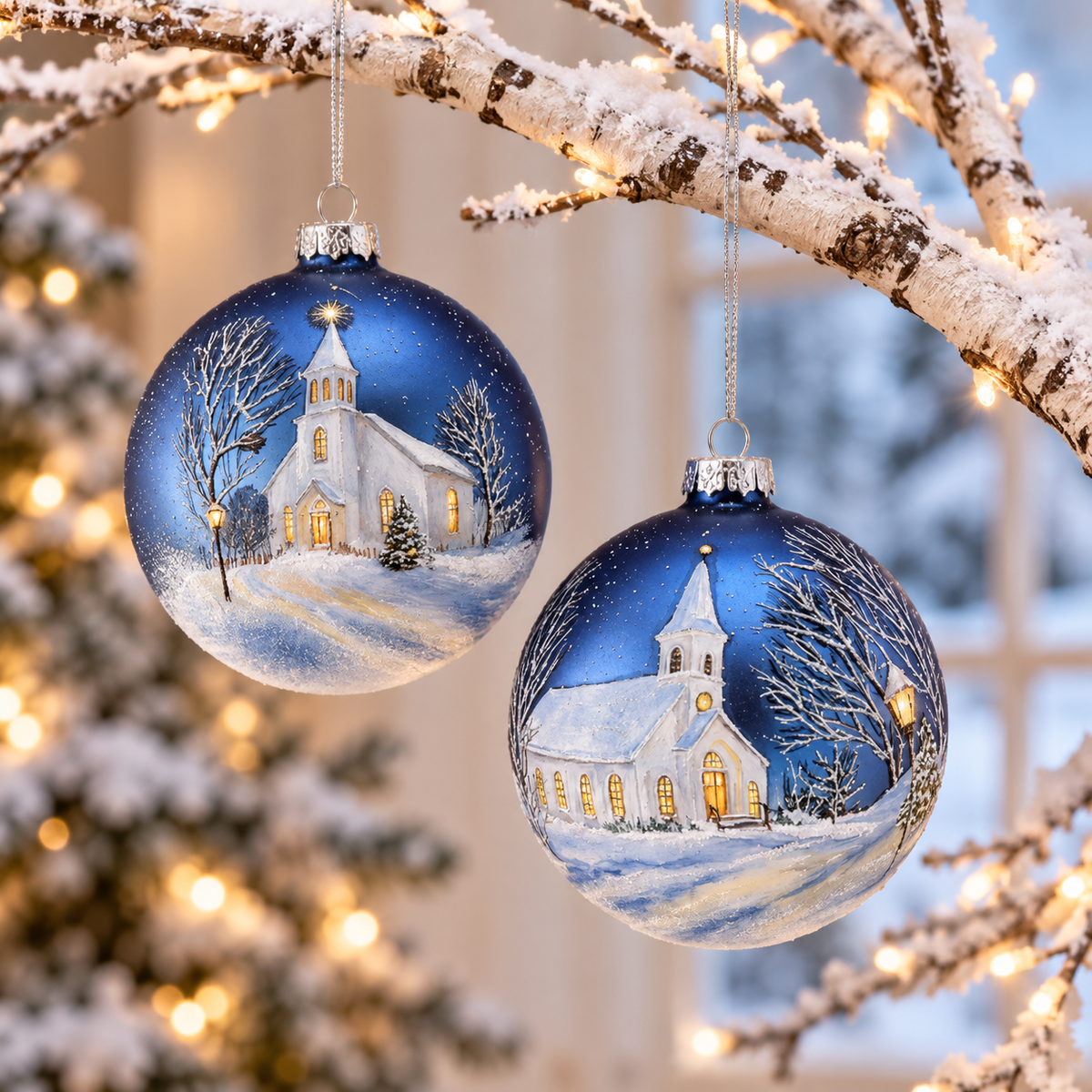 5" Glass Winter Church Ornament (2-Styles)