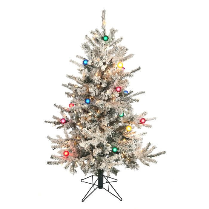 4.5' Flocked Tree w/ Bulbs