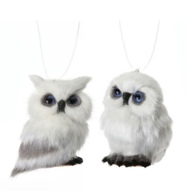 Mini Furry Snow Owl Ornament (2-Styles)