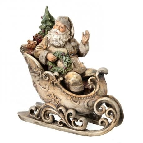 Natural Frosted Santa in Sleigh