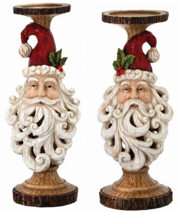 Scrolled Santa Candlestick (2 Sizes)