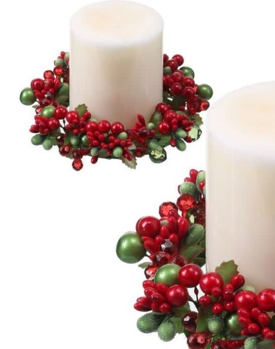 6" Jeweled Pearl Berry Candle Ring (3-Colors)