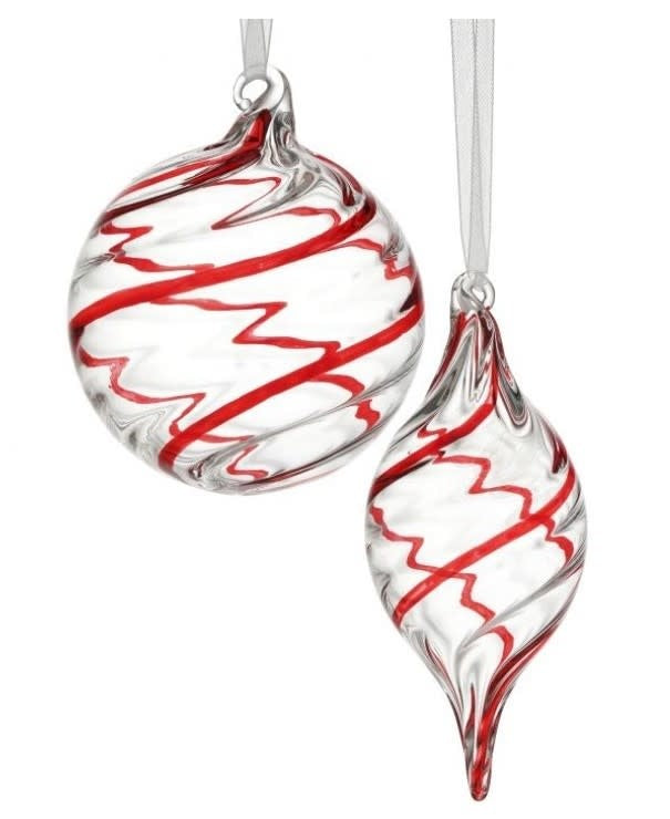 Glass Swirl Peppermint Ornament (2-Styles)