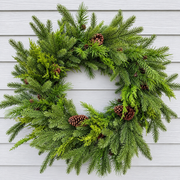 30" Natural Touch Mixed Evergreen Pinecone Wreath