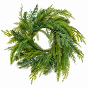 14" Natural Touch Mixed Greenery Candle Ring