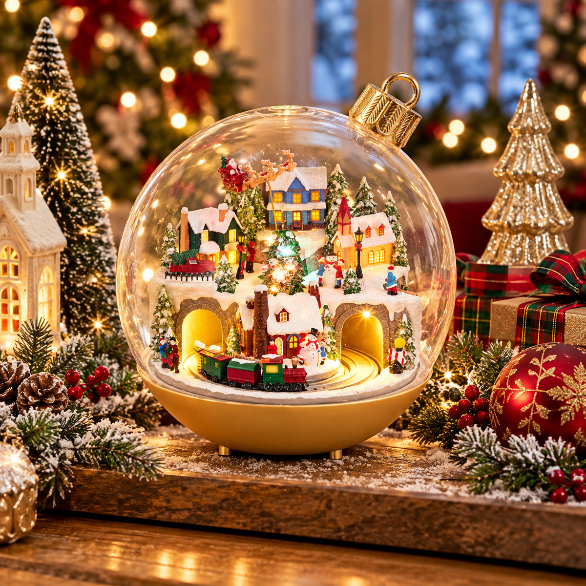 10.5" Animated and Musical Winter Town Ornament