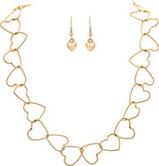 Heart Link Chain Necklace & Earring Set