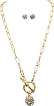 Crystal Orb Toggle Necklace & Earring Set