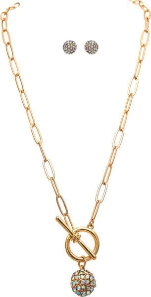 Crystal Orb Toggle Necklace & Earring Set