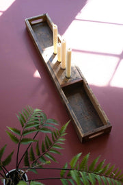 Recycled Wooden Tray with Candle Holders