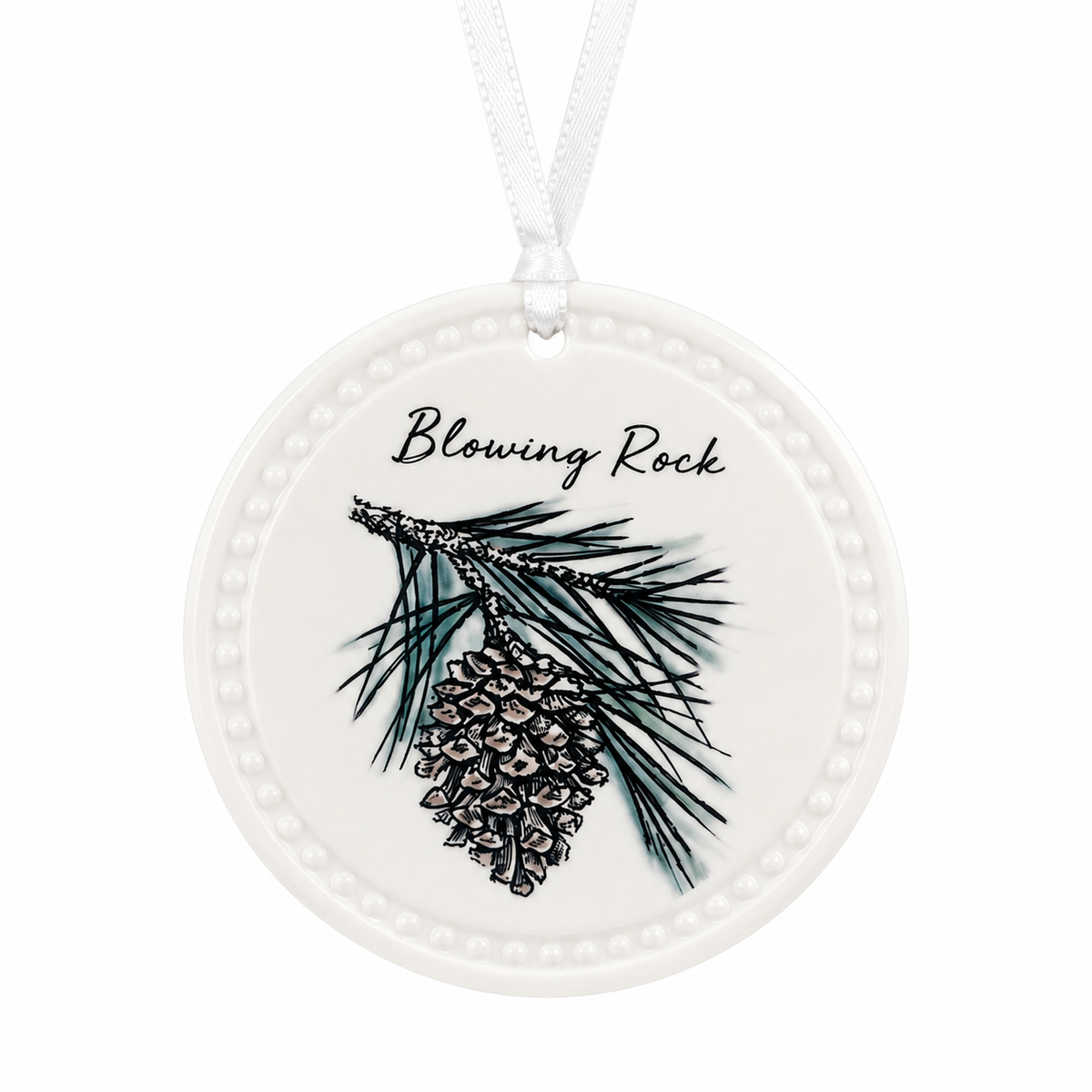 Round White Blowing Rock Ornament (8-Styles)
