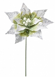 21" Snowy Winter Sage Poinsettia