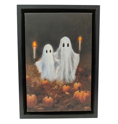 LED Framed Ghost Halloween Canvas