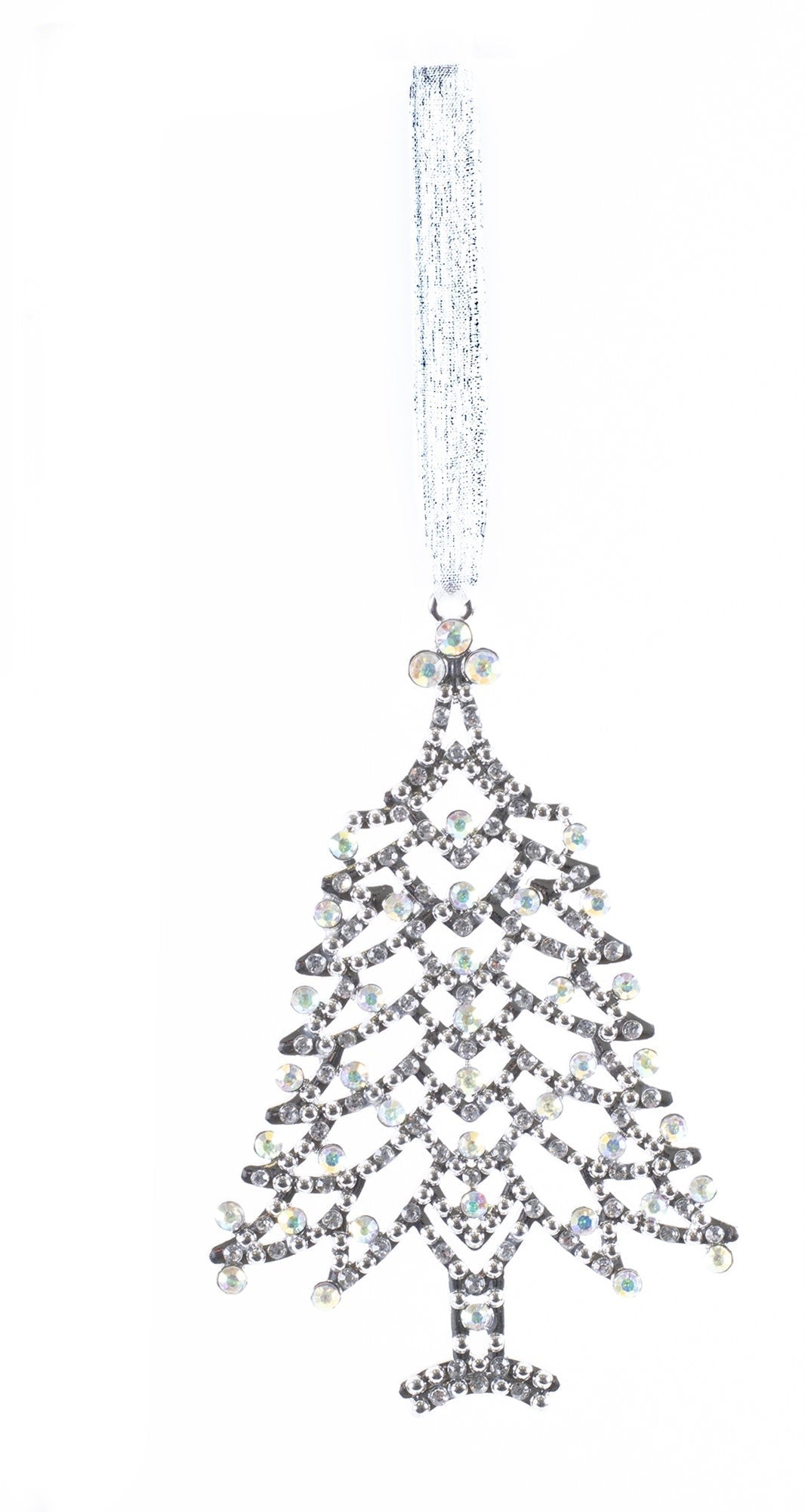 Iridescent Crystal Silver Tree Ornament