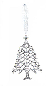 Iridescent Crystal Silver Tree Ornament