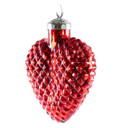 Red Glass Textured Heart Ornament (2-Sizes)