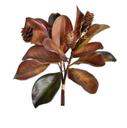 Fall Magnolia Leaf Bundle w/ Pinecone 17" Brown