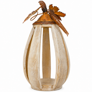 Wooden Pumpkin Open Lantern