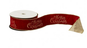 2.5" x 10 Yards Red Velvet Merry Christmas Ribbon