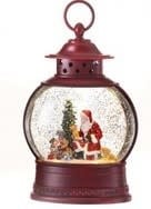 LED Red Oval Santa Snow Globe Lantern