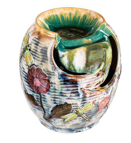 Ceramic Dragonfly Tabletop Fountain