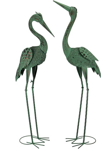 Set of 2 Verdigris Herons