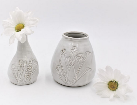 Embossed Wildflower Ceramic Vase (2-Sizes)
