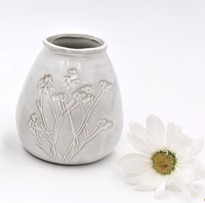 Embossed Wildflower Ceramic Vase (2-Sizes)