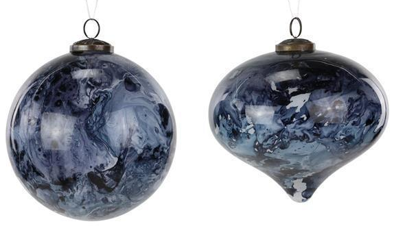 Large Glass Blue Marble Ornament (2-Styles)
