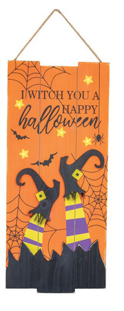 Wooden Lighted Witch Sign (2-Styles)